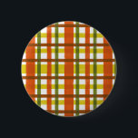 Bóton Redondo 5.08cm Xadrez amarelo alaranjada dos anos 70<br><div class="desc">Esta design original de 70 anos, engraçada e inspirada na década de 70, é feita para parecer com ranhura de 1970 ou final da década de 60 em tons de laranja, amarelo-dourado, verde-musgo e castanho-vermelho em branco. O padrão sem soldadura está ligeiramente angustiado, pelo que parece que foi pintado. Este...</div>