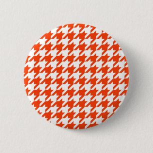 Bóton Redondo 5.08cm Xadrez Houndstooth Laranja Branco