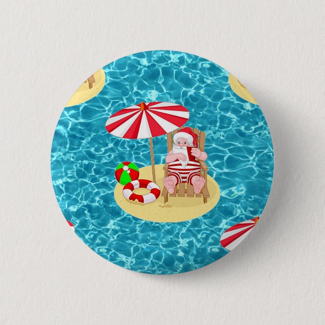 Bóton Redondo 5.08cm xmas Beach santa claus (Frente)
