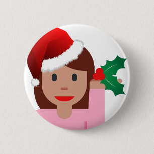 Bóton Redondo 5.08cm xmas information girl emoji