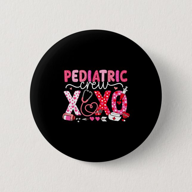 Bóton Redondo 5.08cm Xoxo Nurse Pediatric Crew Nurse Valentine Leopard  (Frente)