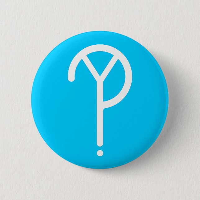 Bóton Redondo 5.08cm Y branco? Símbolo no azul (Frente)