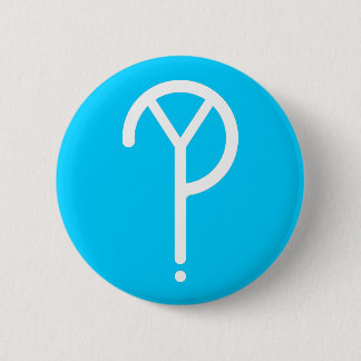 Bóton Redondo 5.08cm Y branco? Símbolo no azul