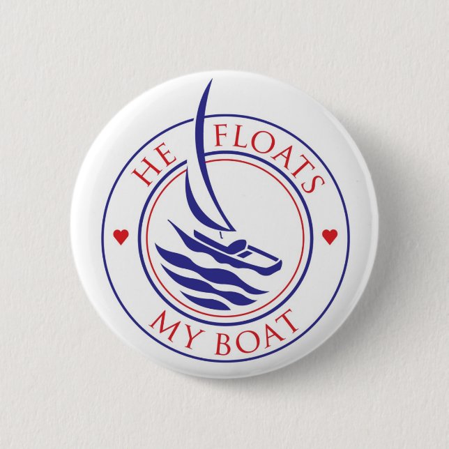 Bóton Redondo 5.08cm YachTees_He flutua meu botão do barco (Frente)