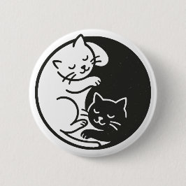 Bóton Redondo 5.08cm Yin Yang Cats