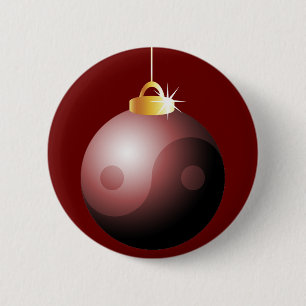 Bóton Redondo 5.08cm Yin Yang Christmas Ball em vermelho