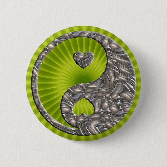 Bóton Redondo 5.08cm Yin & Yang / Hearts SILVER (Frente)