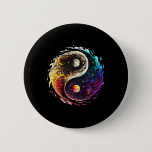 Bóton Redondo 5.08cm Yin Yang, Sol, Lua, Universo, Tai Chi, Qigong, Iog