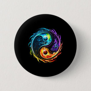 Bóton Redondo 5.08cm Yin Yang, Taoísmo, Tai Chi, Qi Gong, Polaridade, D