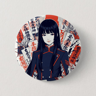 Bóton Redondo 5.08cm Yokai and protective talismans depicted in a Japan