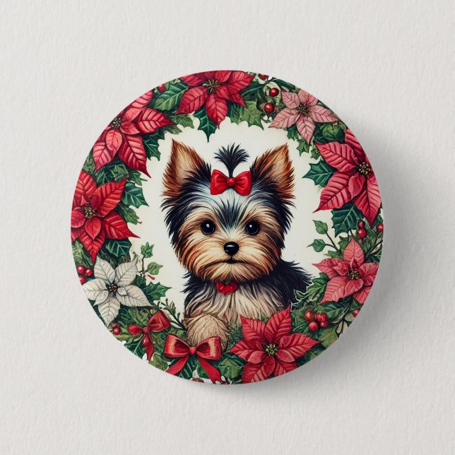 Bóton Redondo 5.08cm Yorkie natalino (Frente)
