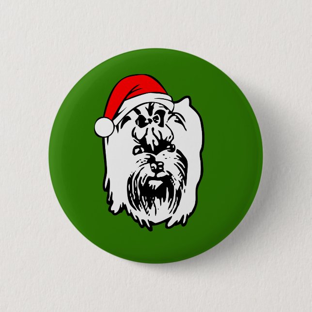 Bóton Redondo 5.08cm Yorkshire Terrier Dog Natal Santa Hat (Frente)
