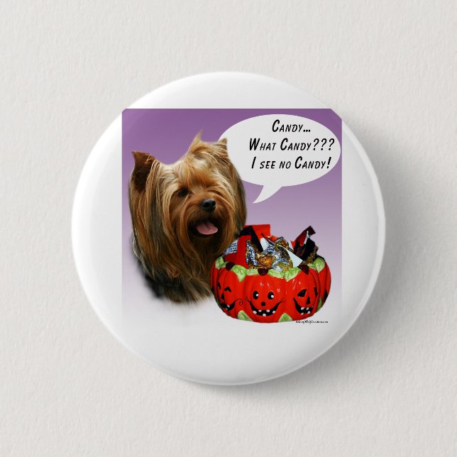 Bóton Redondo 5.08cm Yorkshire Terrier Halloween Candy (Frente)