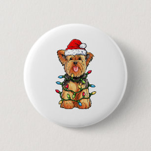 Bóton Redondo 5.08cm Yorkshire Terrier Papais noeis Árvore de Natal Lig