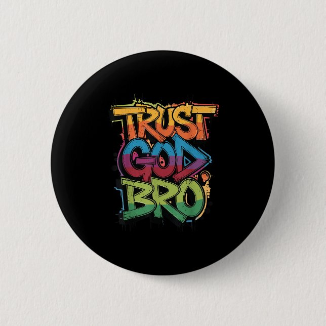 Bóton Redondo 5.08cm Youth Trust God Bro Funny Christian Boy Son Brothe (Frente)