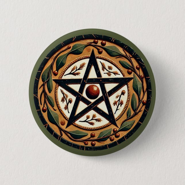 Bóton Redondo 5.08cm Yule Pentacle (Frente)