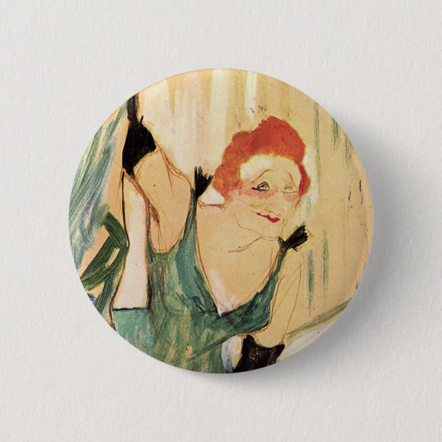 Bóton Redondo 5.08cm Yvette Guilbert, Henri de Toulouse-Lautrec (Frente)