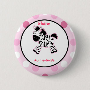 Bóton Redondo 5.08cm Zebra cor-de-rosa botão personalizado do nome de