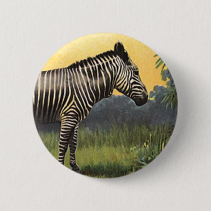 Bóton Redondo 5.08cm Zebra no savana africano, animal selvagem do