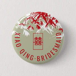 Bóton Redondo 5.08cm Zen Bamboo deixa moderno Nome de etiqueta de casam