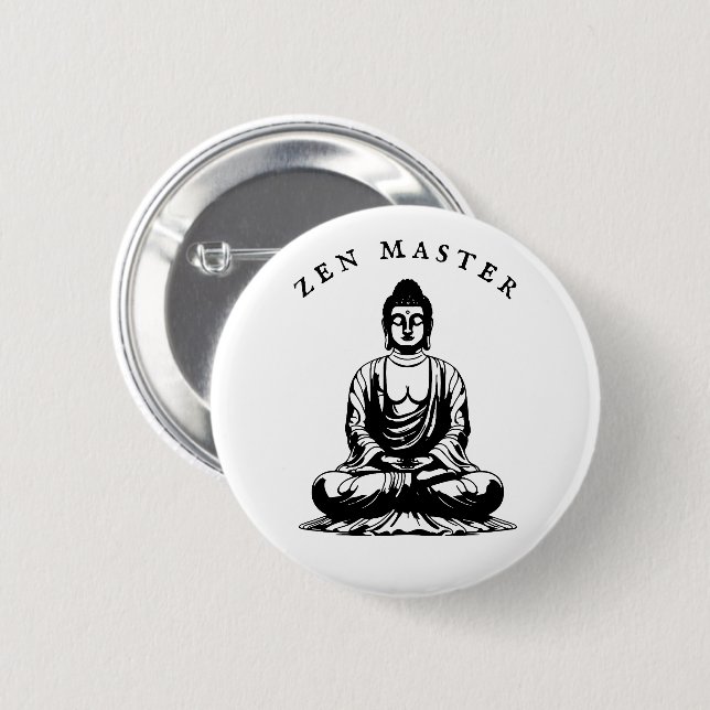 Bóton Redondo 5.08cm Zen Master - Meditação Buda (Frente & Verso)