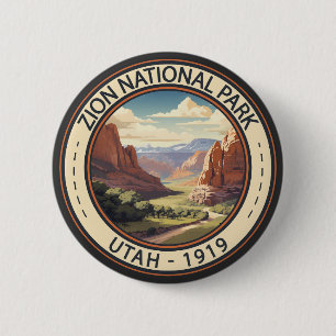 Bóton Redondo 5.08cm Zion National Park Illustration Viagem Art