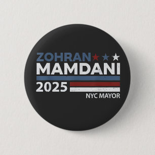 Bóton Redondo 5.08cm Zohran Mamdani Para Prefeito de NYC EUA Democratas