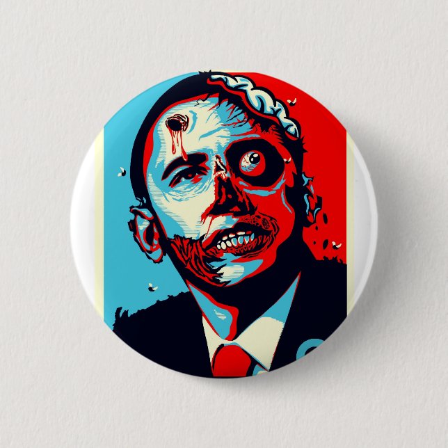 Bóton Redondo 5.08cm zombi de obama (Frente)