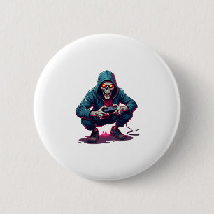 Bóton Redondo 5.08cm Zombie Gamer � Camisa de Jogos do Dia de as Bruxas