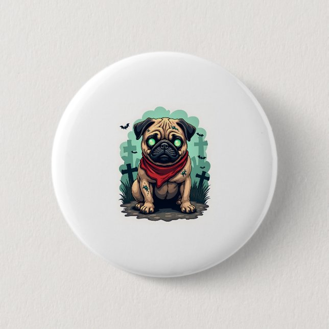 Bóton Redondo 5.08cm Zombie Pug Parade (Frente)