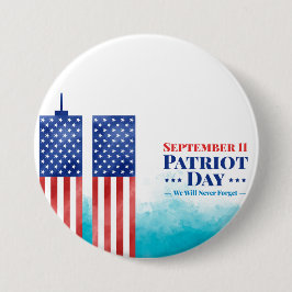 Bóton Redondo 7.62cm 11 de setembro Dia Patriota Nunca Nos Esqueceremos