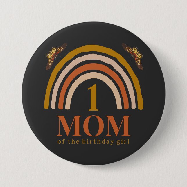 Bóton Redondo 7.62cm 1st birthday of girl customized mom (Frente)