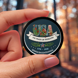 Bóton Redondo 7.62cm 250 Years of Freedom Elegant Patriotic  Blue
