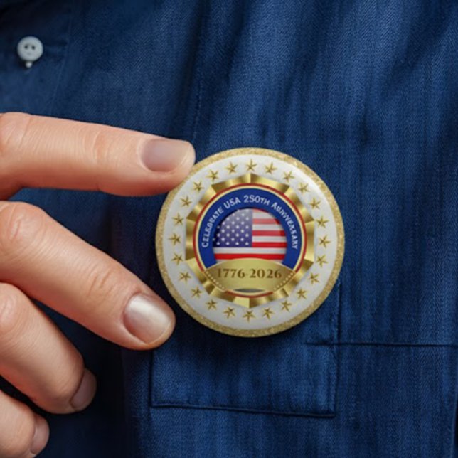 Bóton Redondo 7.62cm 250th Anniversary USA Patriotic | 1776–2026 (Criador carregado)
