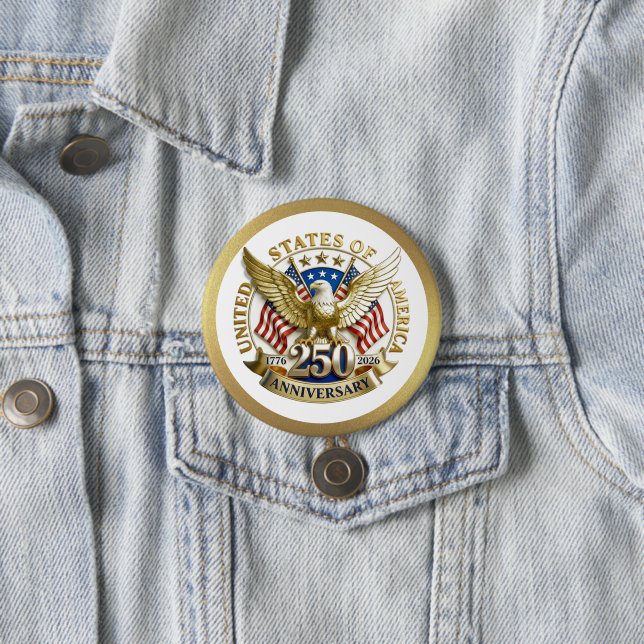 Bóton Redondo 7.62cm 250th Anniversary USA Patriotic | 1776–2026 (In Situ)