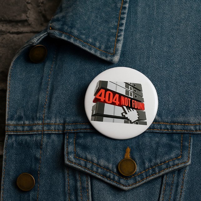 Bóton Redondo 7.62cm 404 Mensagem de erro de site não encontrada (Criador carregado)