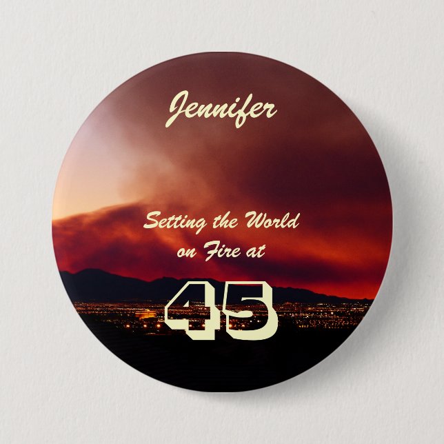 Bóton Redondo 7.62cm 45.º aniversário do Botão de Fogo do Mundo (Frente)