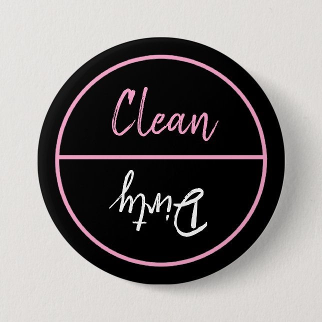 Bóton Redondo 7.62cm A máquina de lavar louça limpa e suja torna (Frente)