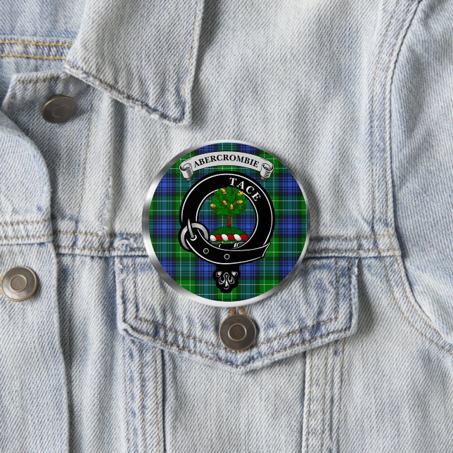 Bóton Redondo 7.62cm Abercrombie Clan Badge & Tartan Button (In Situ)