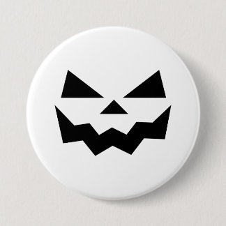 Bóton Redondo 7.62cm Abóbora jack-o-lantern clássica branca com rosto s