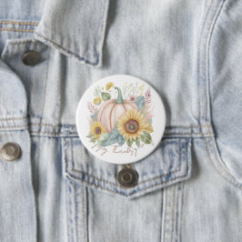 Bóton Redondo 7.62cm Abóbora pastel e floral boho personalizado