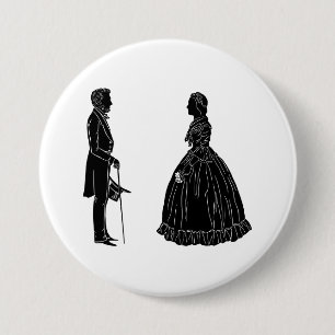 Bóton Redondo 7.62cm abraham lincoln mary todd lincoln silhouette