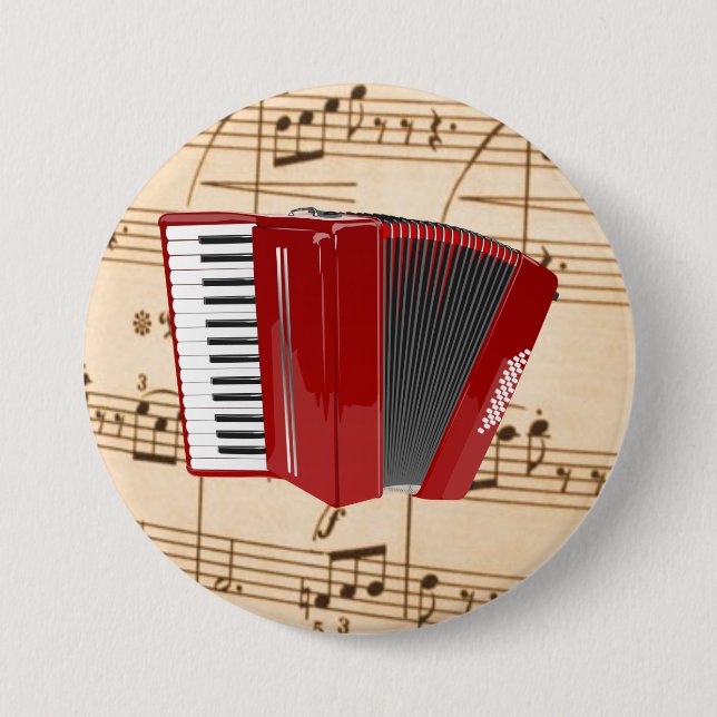 Bóton Redondo 7.62cm Acordeão: Red Accordion  (Frente)