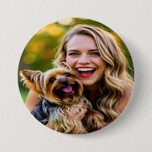 Bóton Redondo 7.62cm Adicionar Foto de Yorkshire Terrier Personalizar