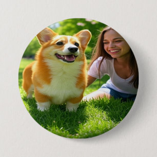 Bóton Redondo 7.62cm Adicionar Personalização de Foto Pet Personalizar