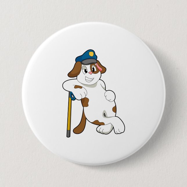 Bóton Redondo 7.62cm Agente da Polícia de Cachorro (Frente)