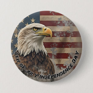 Bóton Redondo 7.62cm Águia Majestosa e Bandeira - Espírito de Liberdade