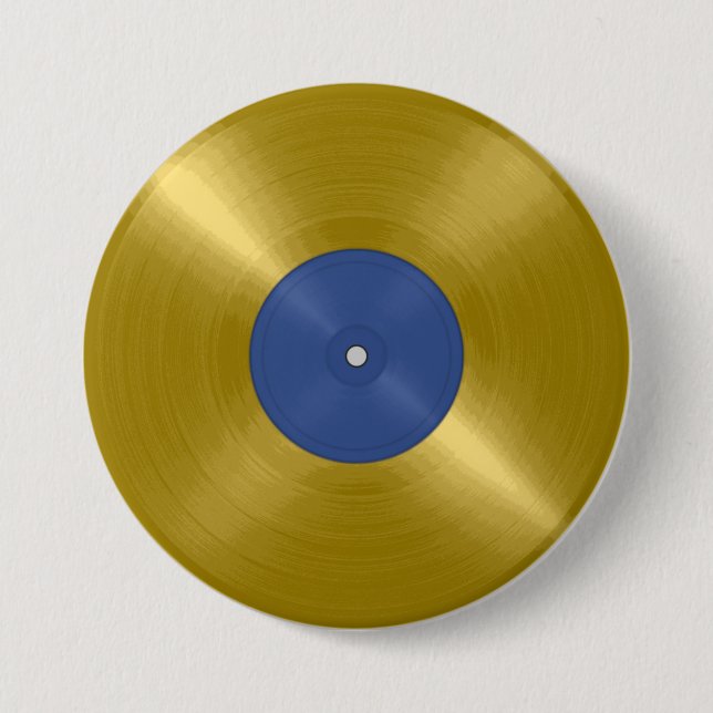 Bóton Redondo 7.62cm Álbum Dourado do Vinyl Record (Frente)