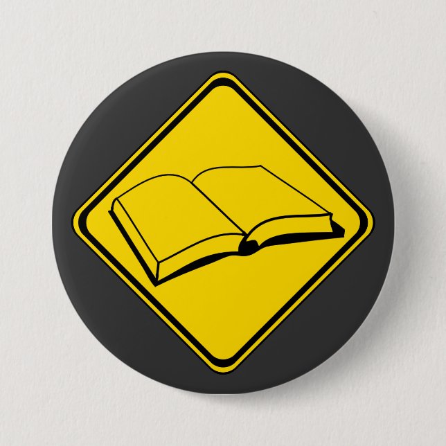 Bóton Redondo 7.62cm Alerta: Livros à Frente! (Frente)
