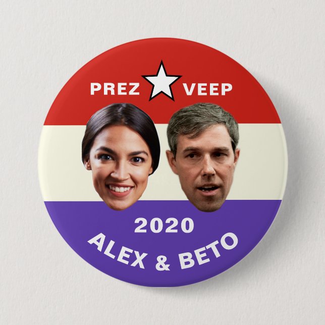 Bóton Redondo 7.62cm Alex & Beto para Prez & Veep 2020 (Frente)